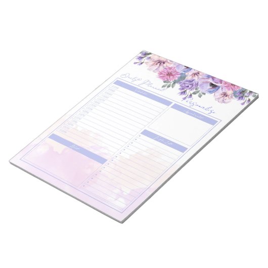  Floral Lavender Paarse Daily Planner om te doen Notitieblok (Schuin)