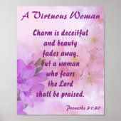 Floral Lavender Proverbs 31 Vrouw Poster (Voorkant)