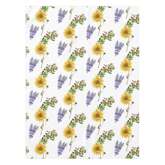 Floral Lavender Sunflower Greenery Tafelkleed (Voorkant)