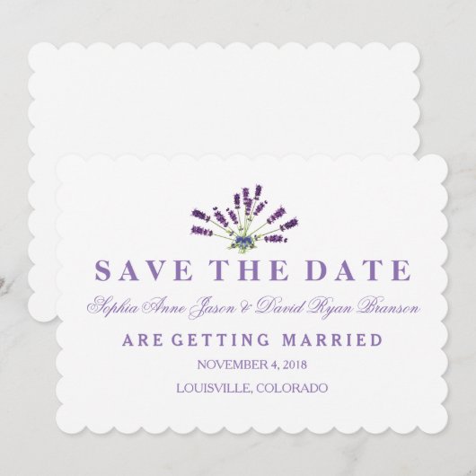 Floral Lavender Wedding Save the Date (Voorkant / Achterkant)
