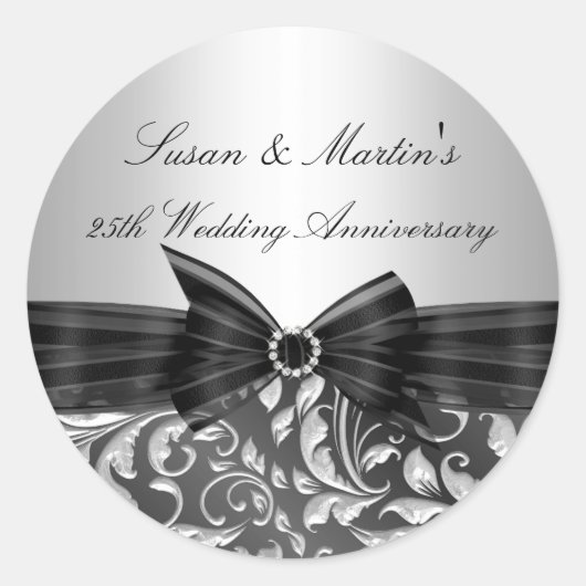 Floral Leaf 25th Wedding Jubileum Sticker (Voorkant)