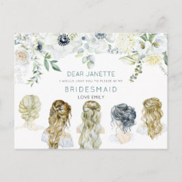 Floral Leaf Bruids Haar Meisjes Bruidsmeisje Aanvr Briefkaart
