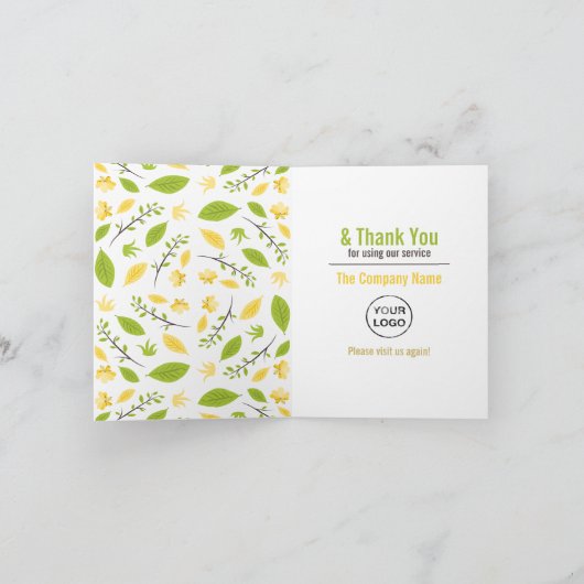 Floral Leaf, Customer Hartelijk dank. Bedankkaart (Binnen)