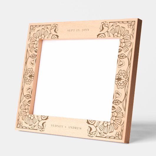 Floral Leaf Pattern Couples Naam Wedding Keepsake Gegraveerde Lijstjes (Links)