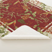 Floral Leaf Red Sinaasappel Green Cream Throw Blan (3/4)
