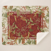 Floral Leaf Red Sinaasappel Green Cream Throw Blan (Voorkant (horizontaal))