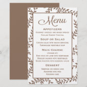 Floral Leaf Waterverf in het bruin menu - Weddensc (Voorkant / Achterkant)