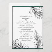 Floral Leaf Wedding Invitations Kaart (Voorkant / Achterkant)