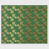 Floral Leafs Emerald Green GoldenChic Cadeaupapier (Vlak)