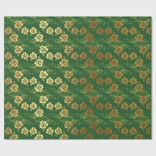 Floral Leafs Emerald Green GoldenChic Cadeaupapier (Vlak)