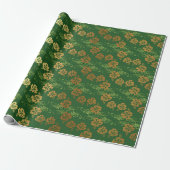 Floral Leafs Emerald Green GoldenChic Cadeaupapier (Uitgerold)