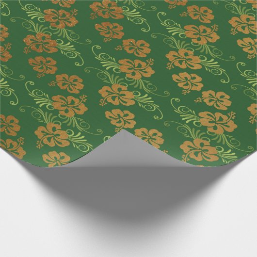Floral Leafs Emerald Green GoldenChic Cadeaupapier (Hoek)