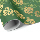 Floral Leafs Emerald Green GoldenChic Cadeaupapier (Rol Hoek)