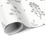 Floral Leafs Metallic White Silver Gray Delicate Cadeaupapier<br><div class="desc">Minimalisme en elegante glam- en grafisch afval</div>