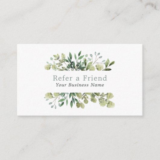 Floral Leafy Lijst Referral Kaart (Voorkant)