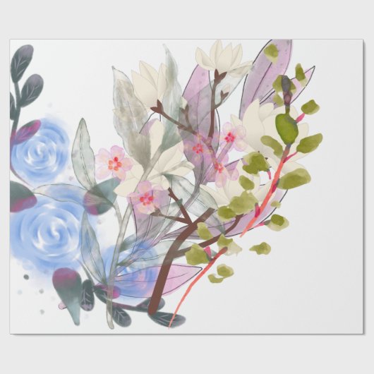 Floral Leaves Art – Elegant Flowers and Botanical Cadeaupapier (Vlak)