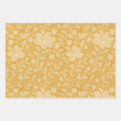 Floral Leaves Art Pattern On Turquoise Blue Yellow Inpakpapier Vel (Voorkant 2)