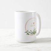 Floral Leaves & Branches in Pink with Quote  Mom Koffiemok (Voorkant rechts)