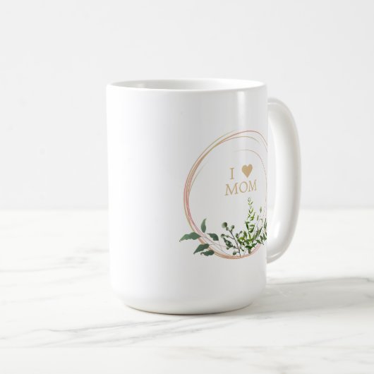 Floral Leaves & Branches in Pink with Quote Mom Koffiemok (Voorkant rechts)