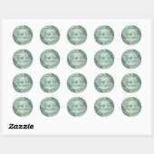 Floral Leaves en Mint Green Glitter - Dank u Ronde Sticker (Vel)
