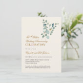 Floral Leaves Gold 50th Wedding Jubileum Kaart (Staand voorkant)