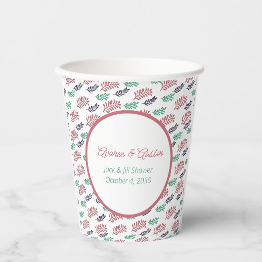 Floral Leaves Jack en Jill Shower Papieren Bekers (Voorkant)