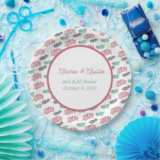 Floral Leaves Jack en Jill Shower Papieren Bordje (Feest)