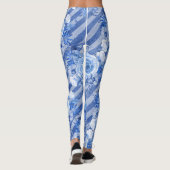 Floral Legging voor Women Blue Flower Print Patter (Achterkant)