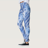 Floral Legging voor Women Blue Flower Print Patter (Links)