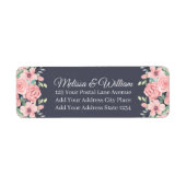 Floral leisteen grijs bruiloft retouradres etiket (Voorkant)