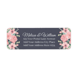 Floral leisteen grijs bruiloft retouradres etiket