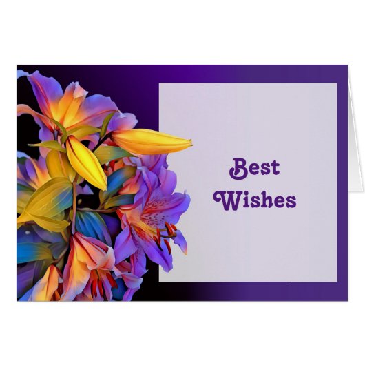 Floral Lelies Wedding Gefeliciteerd Kaart (Voorkant Horizontaal)