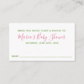 Floral Lemon Baby shower Luier Raffle Ticket Informatiekaartje (Achterkant)