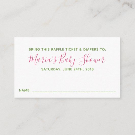 Floral Lemon Baby shower Luier Raffle Ticket Informatiekaartje (Achterkant)