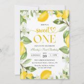 Floral Lemon Citrus 1e verjaardag Kaart (Voorkant)