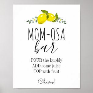 Floral Lemon Citrus Baby shower Mam-osa Bar Poster