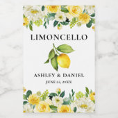 Floral Lemon Limoncello Bruiloft Mini Flesetiket Wijn Etiket (Enkel label)