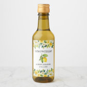 Floral Lemon Limoncello Bruiloft Mini Flesetiket Wijn Etiket (Voorkant)