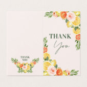 Floral Lemon Oranje Baby shower Dank u kaart (Buitenkant ongevouwen)