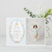 Floral Lemon  Our Main Squeeze Birthday Invitation Kaart (Staand voorkant)