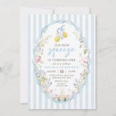 Floral Lemon Our Main Squeeze Birthday Invitation Kaart (Voorkant)