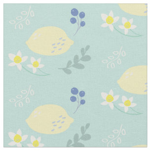 Floral Lemon Patroon Mint Groen Stof