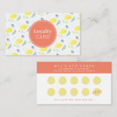 Floral Lemon Pattern Schattige Yellow Loyalty Kaar Visitekaartje (Voorkant / Achterkant)