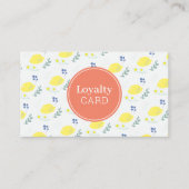 Floral Lemon Pattern Schattige Yellow Loyalty Kaar Visitekaartje (Voorkant)