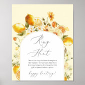 Floral lemon ring hunt bridal shower game poster (Voorkant)