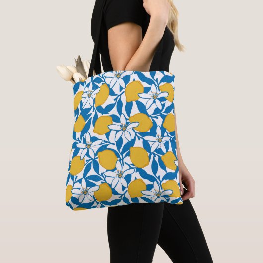 Floral Lemon Sketch Hand getekend - Canvas tas (Dichtbij)