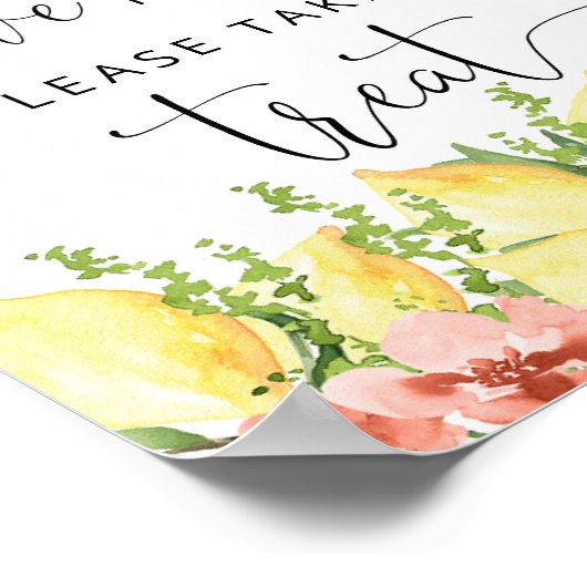 Floral Lemon Thema Liefde is zoete lekkernijen Poster (Hoek)