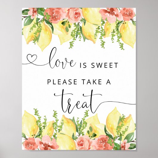 Floral Lemon Thema Liefde is zoete lekkernijen Poster (Voorkant)