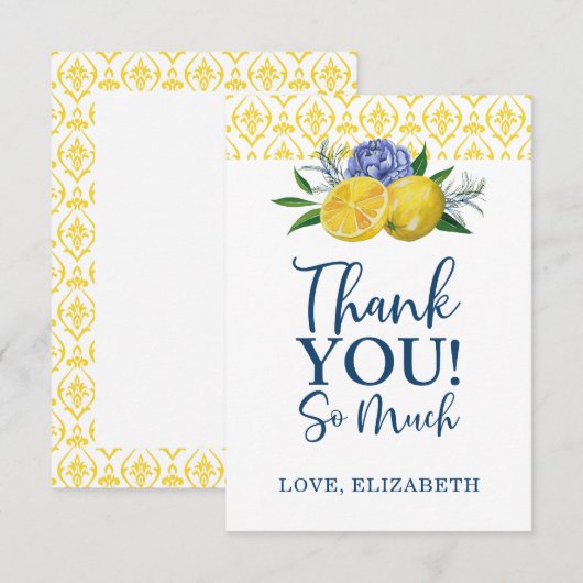 Floral Lemon Vrijgezellenfeest dank u Bedankkaart (Voorkant / Achterkant)