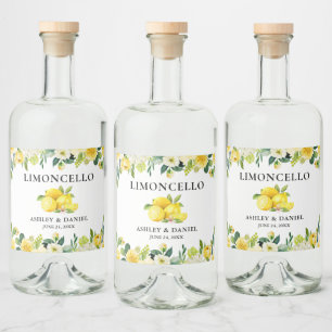Floral Lemons Limoncello Bruiloft Fles Label Likeurfles Etiket
